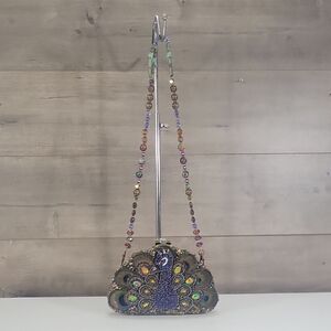 Mary Frances Beaded Peacock Evening Bag - Multicolor